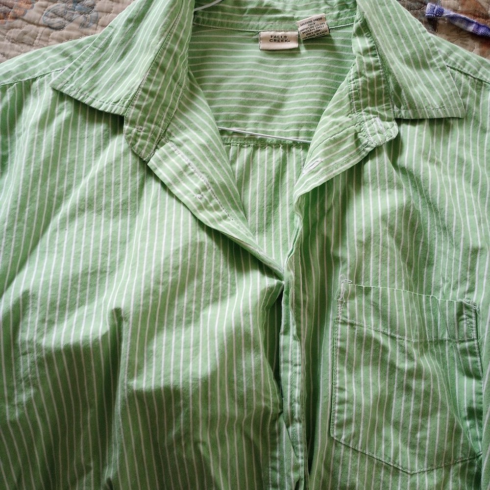 Men's green and white falls creek dress shirt xl